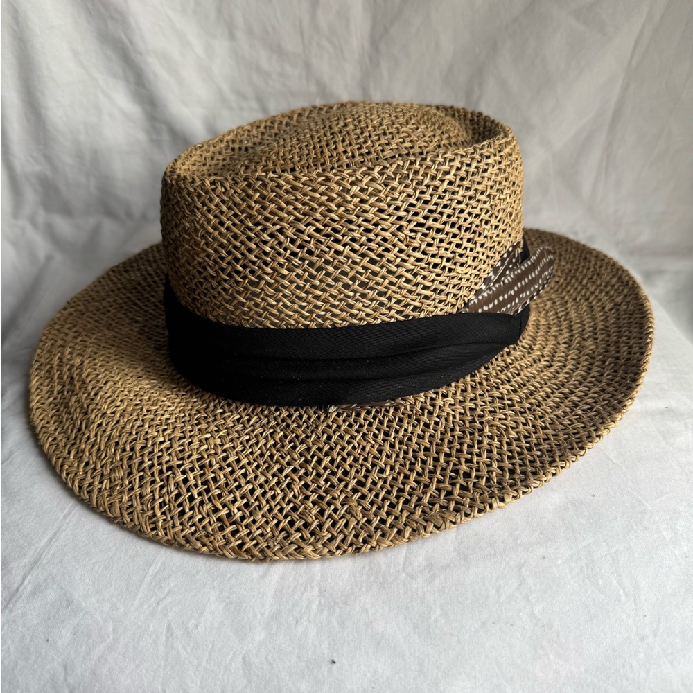 San Diego Hat Company Men’s Straw Sun Hat with Cloth Band and Feather